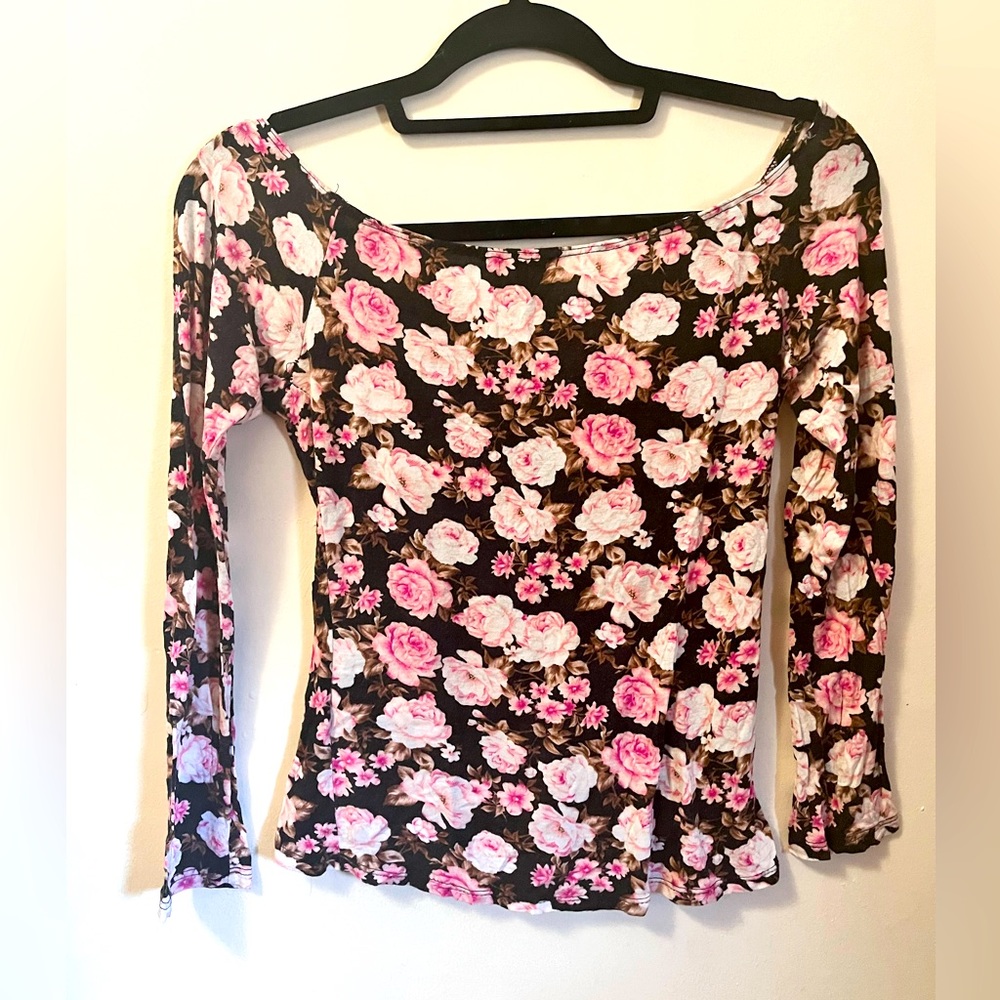 Pink and Black floral top